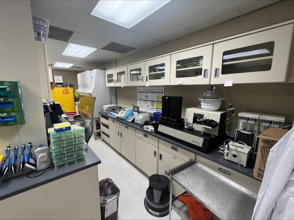 IDDD Lab wet lab facility with benchtop equipment and biosafety cabinet